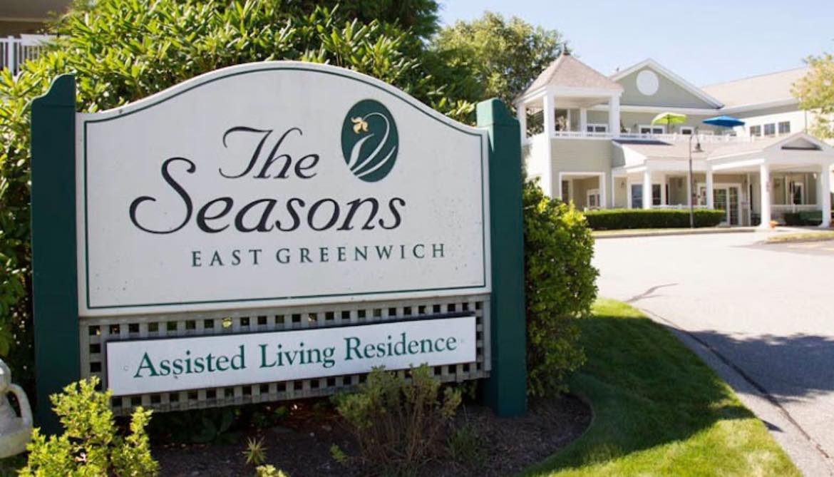 Front entrance sign for The Seasons in East Greenwich, RI