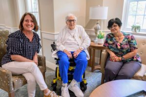 Senior relaxing comfortably at home representing the peace of mind provided by the atHome Together membership program, Saint Elizabeth Community RI