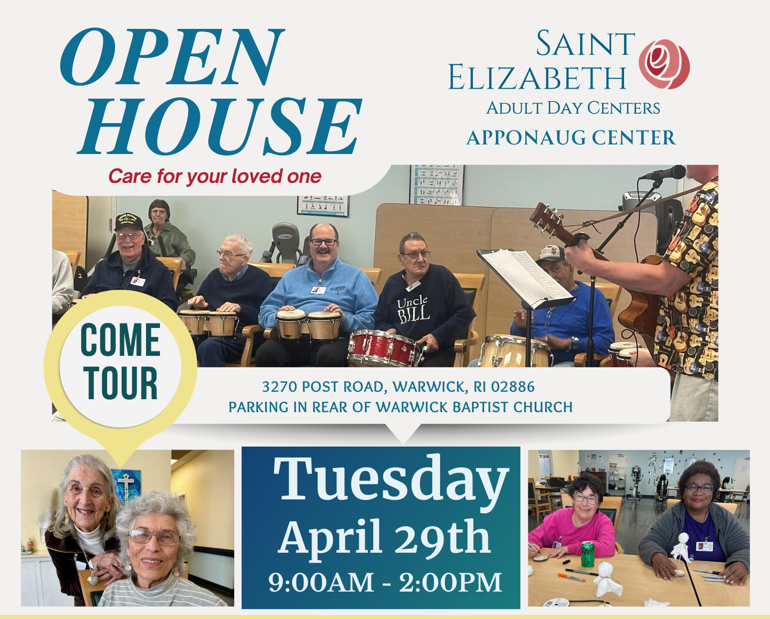 APPONAUG OPEN HOUSE Flyer top - Saint Elizabeth Community Open House, Adult Day